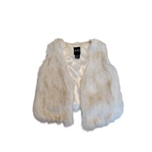ME JANE Womens Faux Fur Vest  Soft Chic Boho Hippie Cozy Size Small